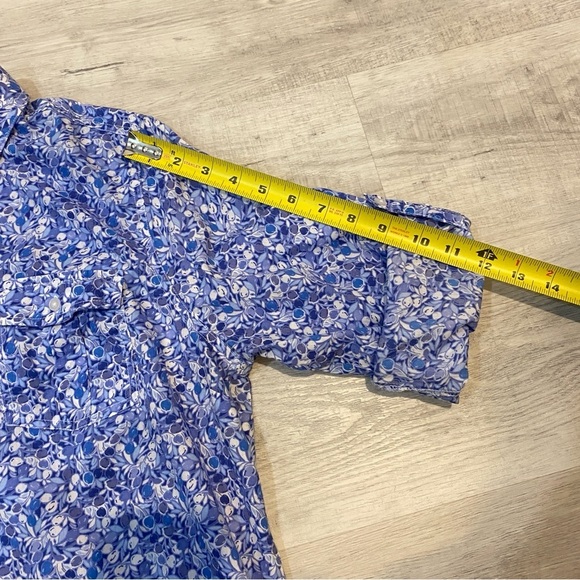 Vintage St. John’s Bay Cottagecore Blue Floral Print 3/4 Sleeve Collared Blouse - Picture 15 of 16